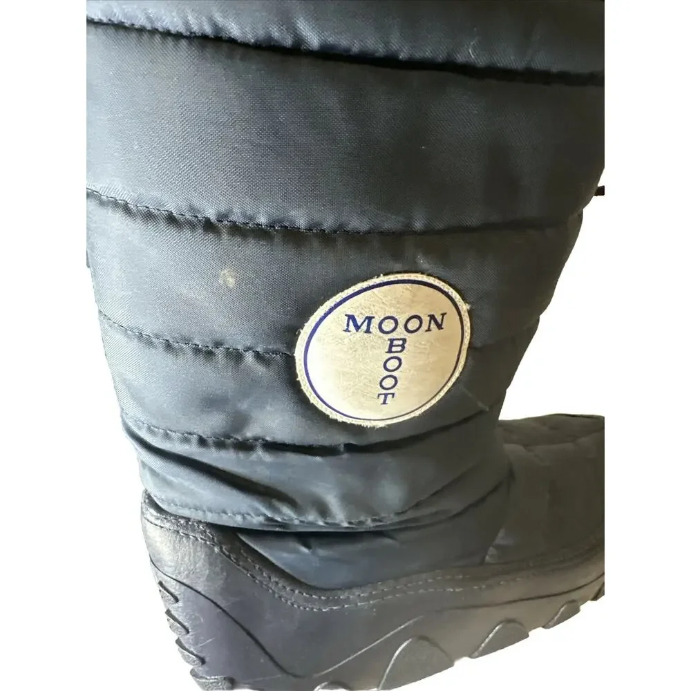RARE VINTAGE MOON BOOTS, WOMEN'S SIZE 9, 10. Snow Ski Snowboard Shoes Navy Blue